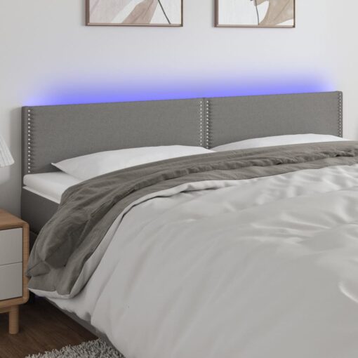 LED posteljno vzglavje temno sivo 200x5x78/88 cm blago