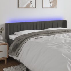 LED posteljno vzglavje temno sivo 203x16x78/88 cm žamet