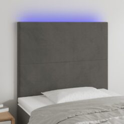 LED posteljno vzglavje temno sivo 80x5x118/128 cm žamet