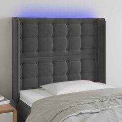 LED posteljno vzglavje temno sivo 83x16x118/128 cm žamet