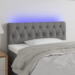 LED posteljno vzglavje temno sivo 90x7x78/88 cm blago