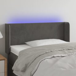 LED posteljno vzglavje temno sivo 93x16x78/88 cm žamet