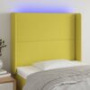 LED posteljno vzglavje zeleno 103x16x118/128 cm blago