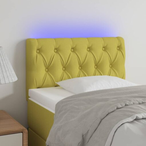 LED posteljno vzglavje zeleno 80x7x78/88 cm blago
