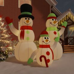 Napihljiva družina snežakov z LED lučkami 500 cm