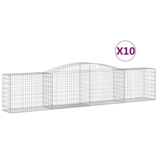 Obokane gabion košare 10 kosov 400x50x80/100 cm cinkano železo - Image 2