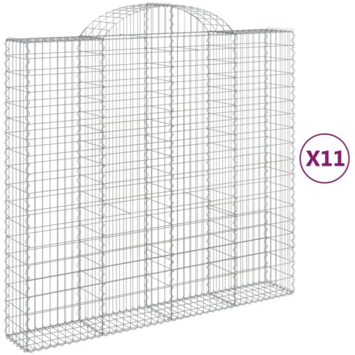 Obokane gabion košare 11kosi 200x50x180/200 cm pocinkano železo - Image 2