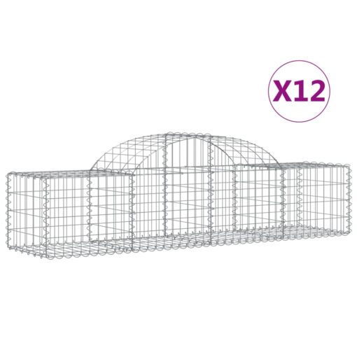 Obokane gabion košare 12 kosov 200x50x40/60 cm pocinkano železo - Image 2