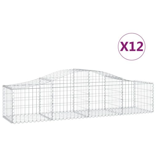 Obokane gabion košare 12 kosov 200x50x40/60 cm pocinkano železo - Image 2