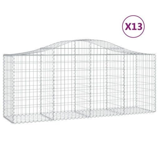 Obokane gabion košare 13 kosov 200x50x80/100 cm cinkano železo - Image 2