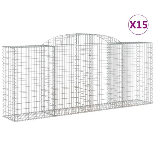 Obokane gabion košare 15 kosa 300x50x120/140cm pocinkano železo - Image 2