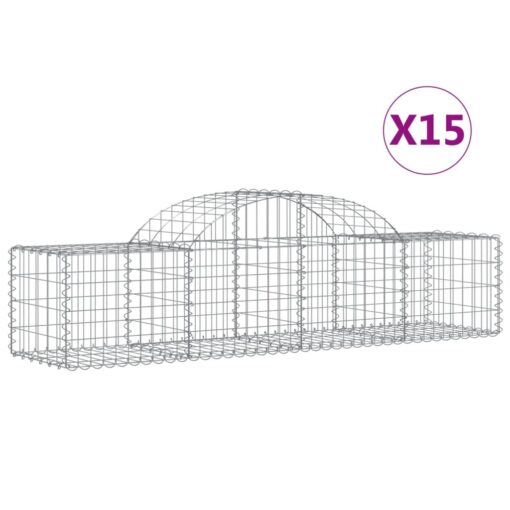 Obokane gabion košare 15 kosov 200x50x40/60 cm pocinkano železo - Image 2