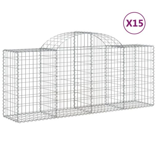 Obokane gabion košare 15 kosov 200x50x80/100 cm cinkano železo - Image 2