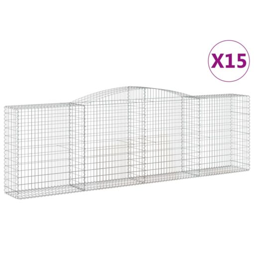 Obokane gabion košare 15 kosov 400x50x120/140cm cinkano železo - Image 2