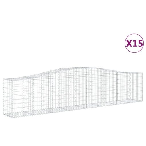 Obokane gabion košare 15 kosov 400x50x80/100 cm cinkano železo - Image 2