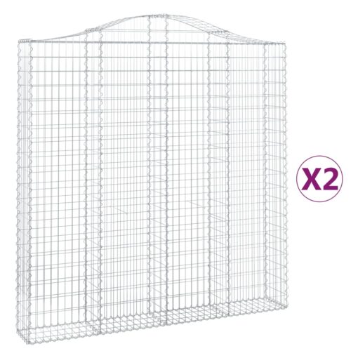 Obokane gabion košare 2 kosa 200x30x200/220 cm pocinkano železo - Image 2