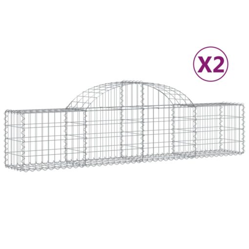 Obokane gabion košare 2 kosa 200x30x40/60 cm pocinkano železo - Image 2