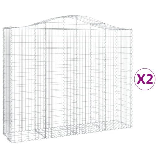 Obokane gabion košare 2 kosa 200x50x160/180 cm pocinkano železo - Image 2