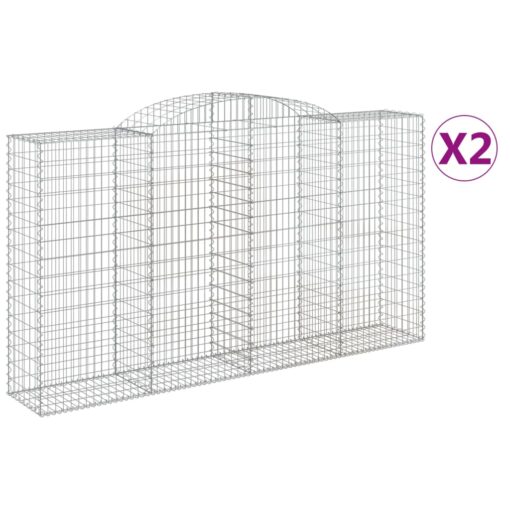 Obokane gabion košare 2 kosa 300x50x160/180 cm pocinkano železo - Image 2