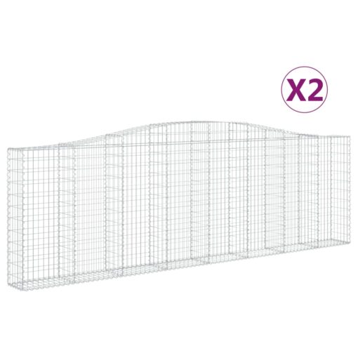 Obokane gabion košare 2 kosa 400x30x120/140 cm pocinkano železo - Image 2