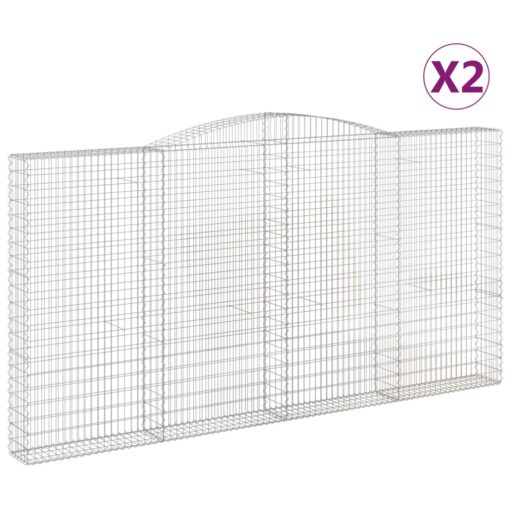 Obokane gabion košare 2 kosa 400x30x200/220 cm pocinkano železo - Image 2