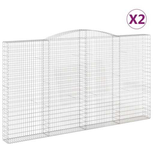 Obokane gabion košare 2 kosa 400x30x220/240 cm pocinkano železo - Image 2