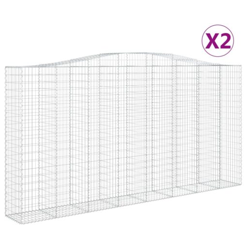 Obokane gabion košare 2 kosa 400x50x200/220 cm pocinkano železo - Image 2