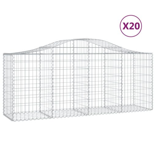 Obokane gabion košare 20 kosov 200x50x80/100 cm cinkano železo - Image 2