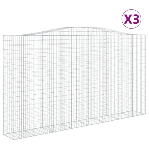 Obokane gabion košare 3 kosa 400x50x220/240 cm pocinkano železo - Image 2