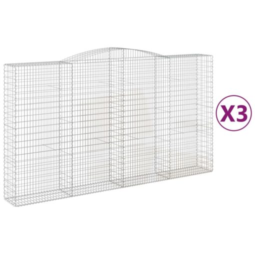 Obokane gabion košare 3 kosa 400x50x220/240 cm pocinkano železo - Image 2