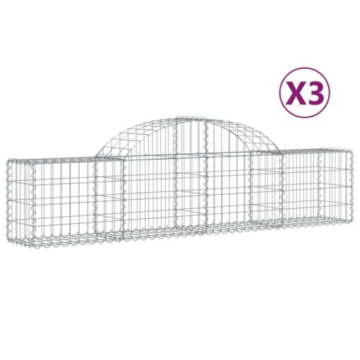 Obokane gabion košare 3 kosi 200x30x40/60 cm pocinkano železo - Image 2