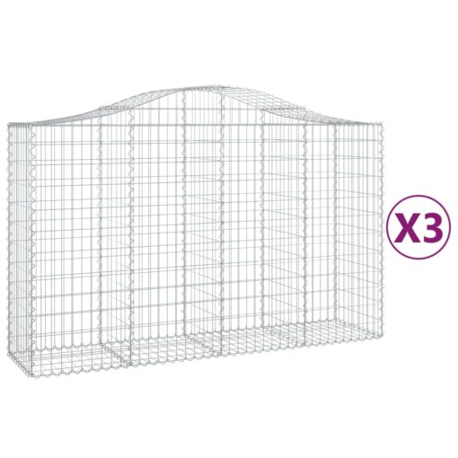 Obokane gabion košare 3 kosi 200x50x120/140 cm pocinkano železo - Image 2