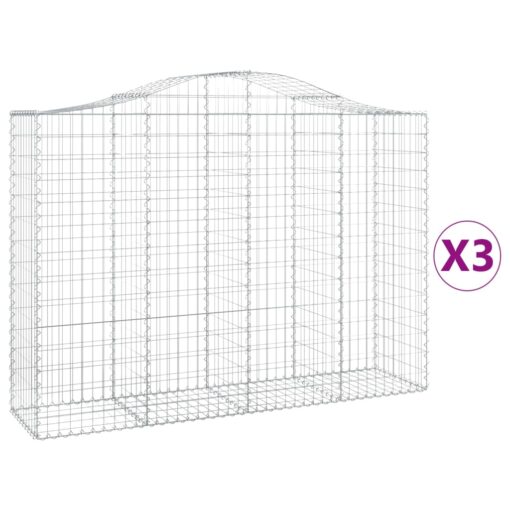 Obokane gabion košare 3 kosi 200x50x140/160 cm pocinkano železo - Image 2