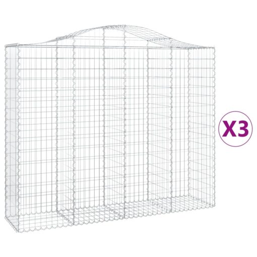 Obokane gabion košare 3 kosi 200x50x160/180 cm pocinkano železo - Image 2