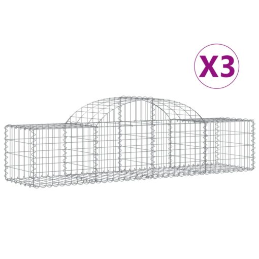 Obokane gabion košare 3 kosi 200x50x40/60 cm pocinkano železo - Image 2