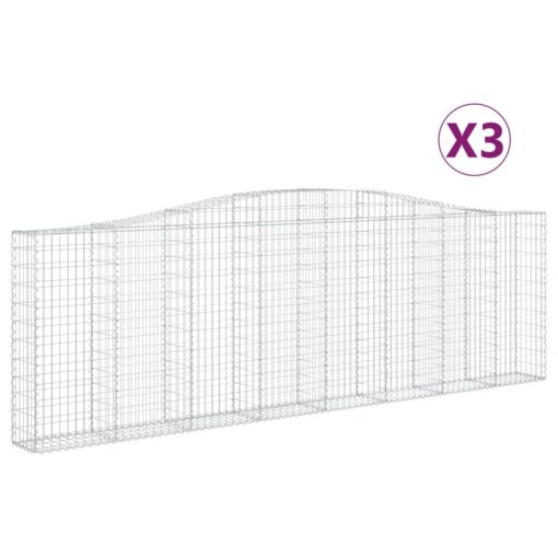 Obokane gabion košare 3 kosi 400x30x120/140 cm pocinkano železo - Image 2