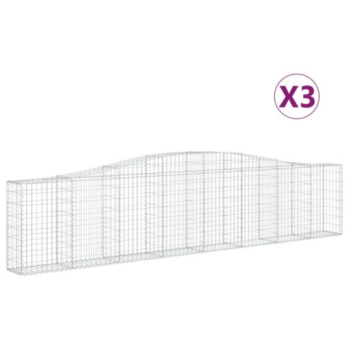 Obokane gabion košare 3 kosi 400x30x80/100 cm pocinkano železo - Image 2