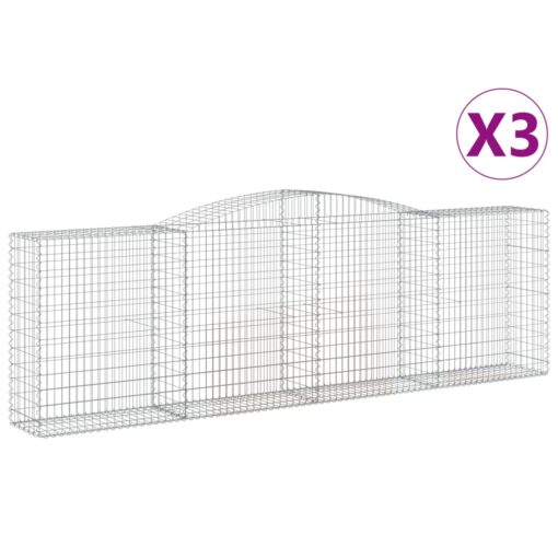 Obokane gabion košare 3 kosi 400x50x120/140 cm pocinkano železo - Image 2