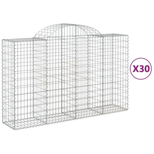 Obokane gabion košare 30 kosa 200x50x120/140cm pocinkano železo - Image 2