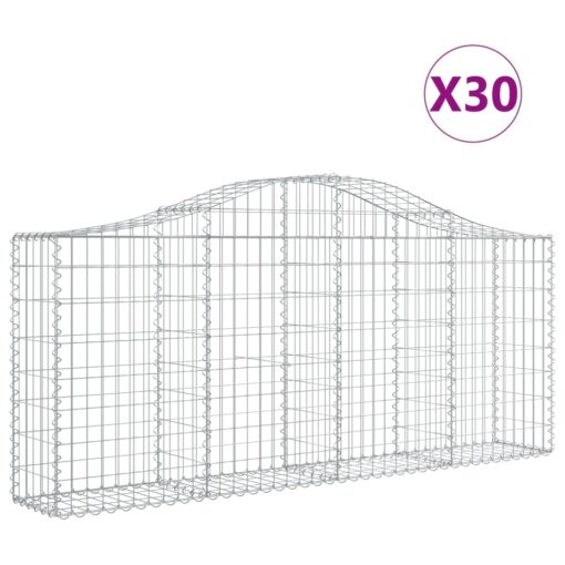 Obokane gabion košare 30 kosov 200x30x80/100 cm cinkano železo - Image 2