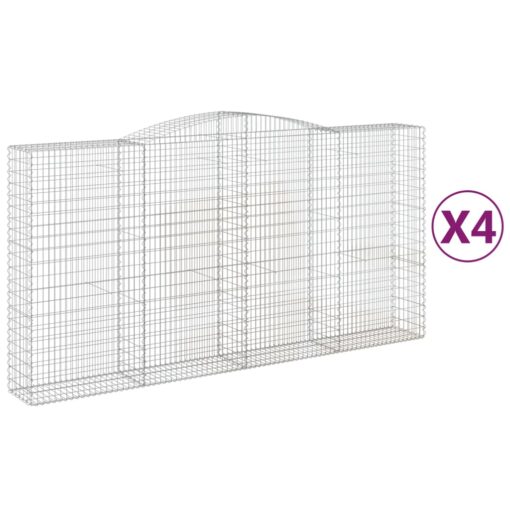 Obokane gabion košare 4 kosa 400x50x200/220 cm pocinkano železo - Image 2