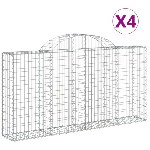 Obokane gabion košare 4 kosi 200x30x100/120 cm pocinkano železo - Image 2