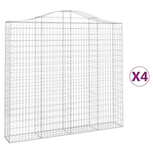 Obokane gabion košare 4 kosi 200x30x180/200 cm pocinkano železo - Image 2