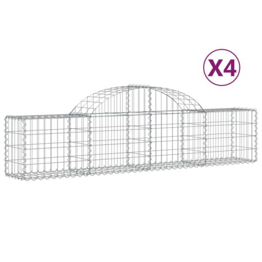 Obokane gabion košare 4 kosi 200x30x40/60 cm pocinkano železo - Image 2