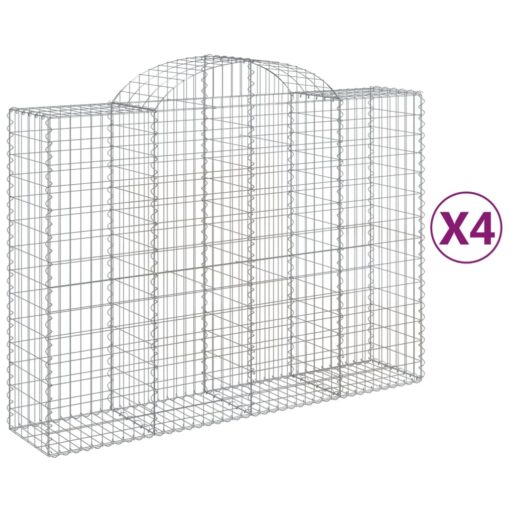 Obokane gabion košare 4 kosi 200x50x140/160 cm pocinkano železo - Image 2