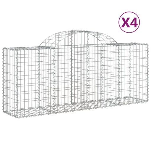 Obokane gabion košare 4 kosi 200x50x80/100 cm pocinkano železo - Image 2