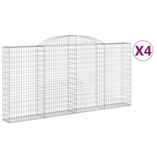 Obokane gabion košare 4 kosi 300x30x140/160 cm pocinkano železo - Image 2