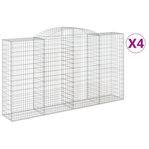 Obokane gabion košare 4 kosi 300x50x160/180 cm pocinkano železo - Image 2