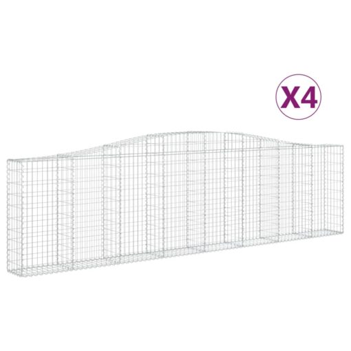 Obokane gabion košare 4 kosi 400x30x100/120 cm pocinkano železo - Image 2