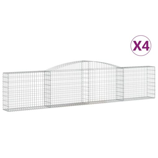 Obokane gabion košare 4 kosi 400x30x80/100 cm pocinkano železo - Image 2